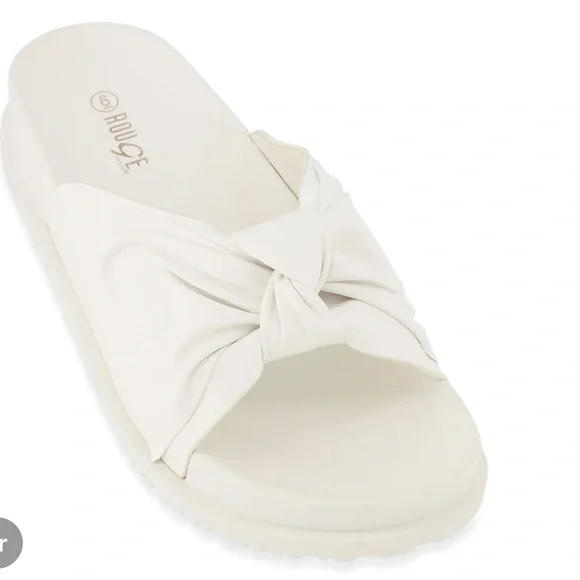 New White Knotted Glam Slides - Picture 6 of 6